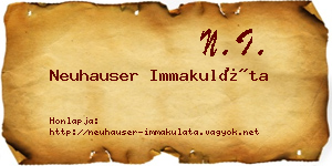 Neuhauser Immakuláta névjegykártya